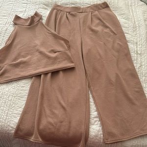NWOT Boohoo Tan Two-Piece Set